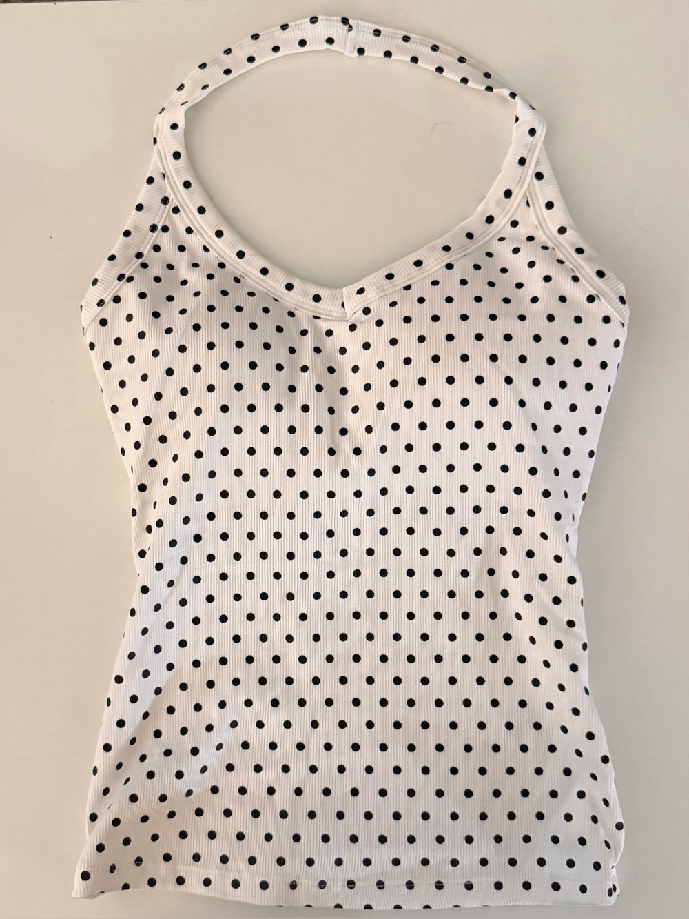 White polka dot halter top
